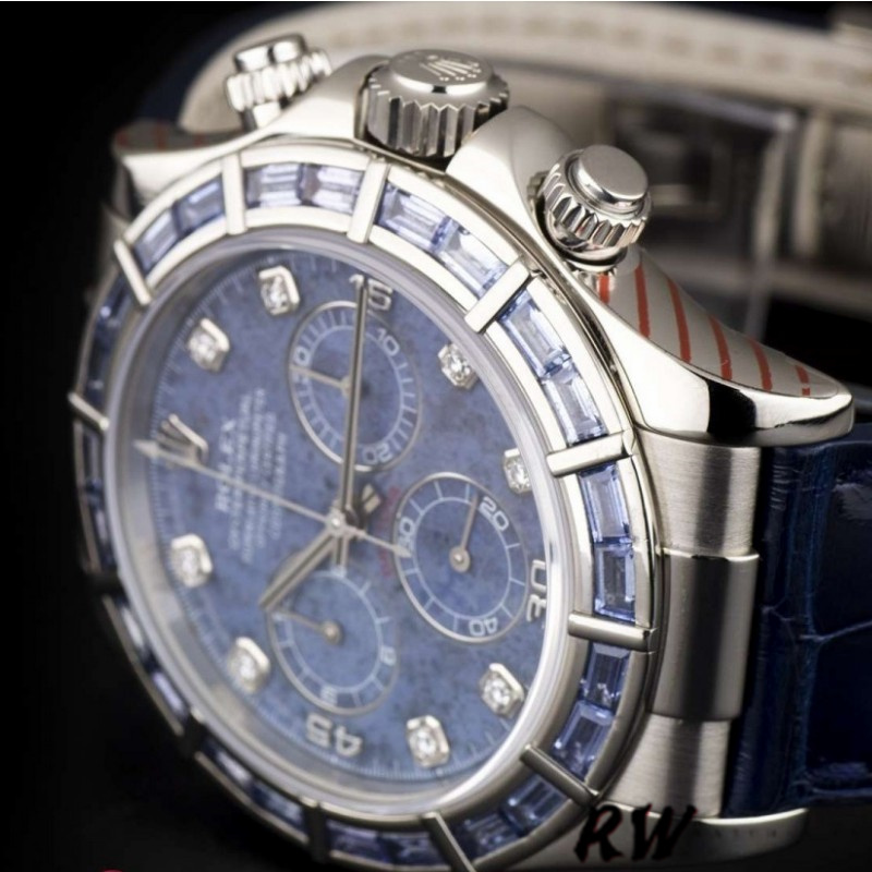 Rolex Daytona 116589BR Sodalite Dial Baguette Diamond Bezel 40mm Mens Replica Watch