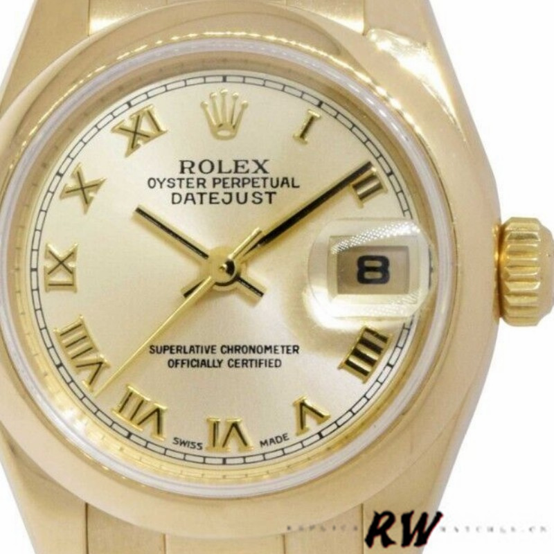 Rolex Datejust 179168 Smooth Domed Champagne Roman Dial 26MM Lady Replica Watch