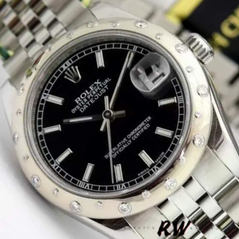 Rolex Datejust 178344 Black Dial Stainless Steel 31MM Lady Replica Watch