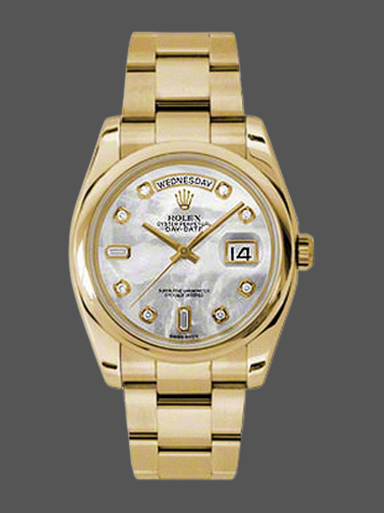 Rolex Day-Date 118208 Mother of Pearl Diamond Dial 36mm Unisex Replica Watch