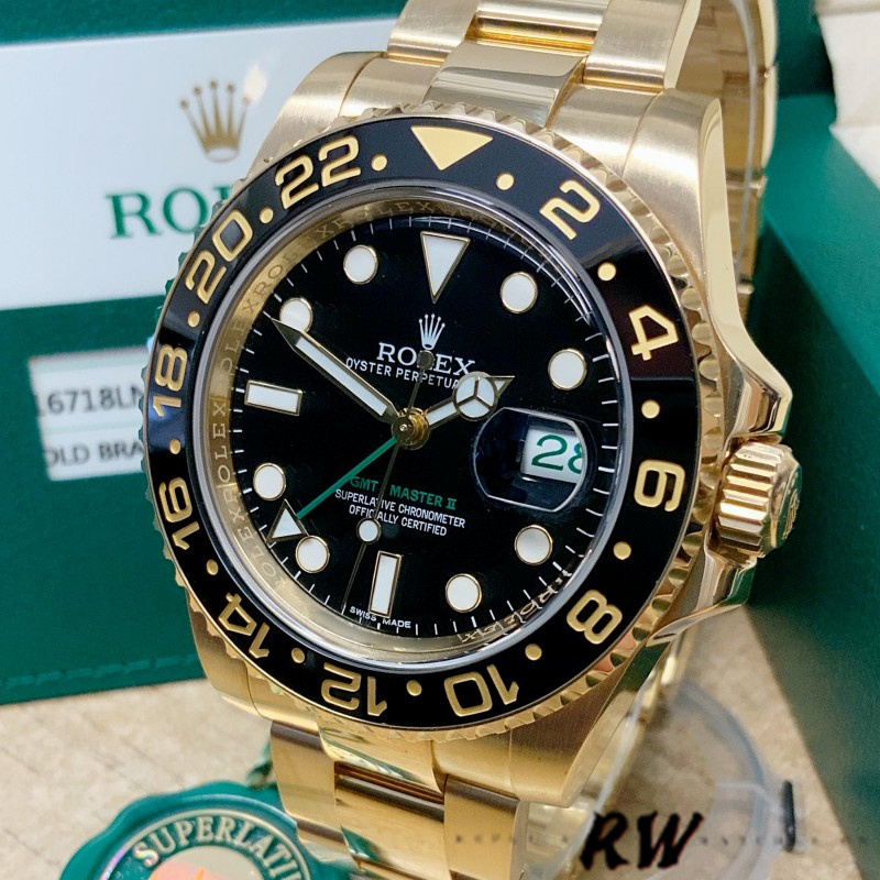 Rolex GMT Master II 40mm m126718grnr 0001 Oyster Bracelet Black Dial Mens Replica Watch
