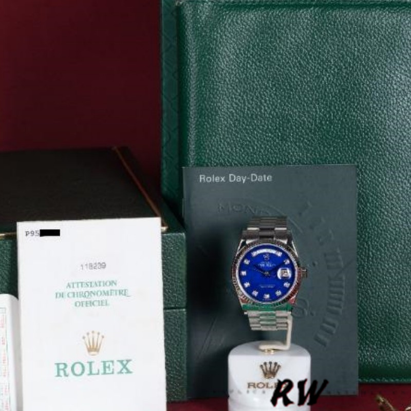 Rolex Day-Date 118239 Diamond Lapis Lazuli Blue Dial 36mm Unisex Replica Watch