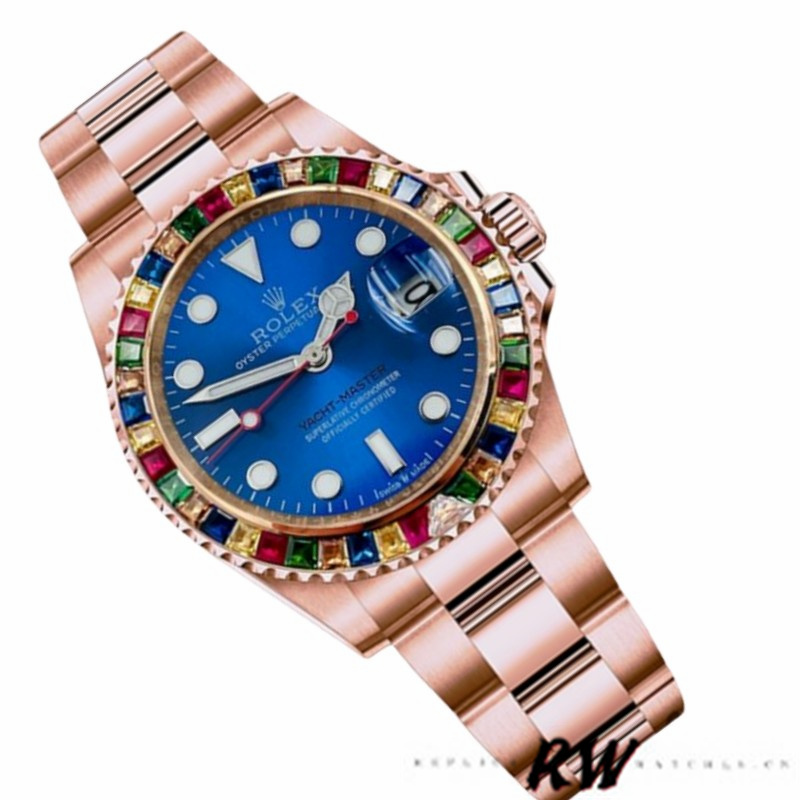 Rolex Yacht-Master 116695 Everose Gold Blue Dial 40MM Mens Replica Watch
