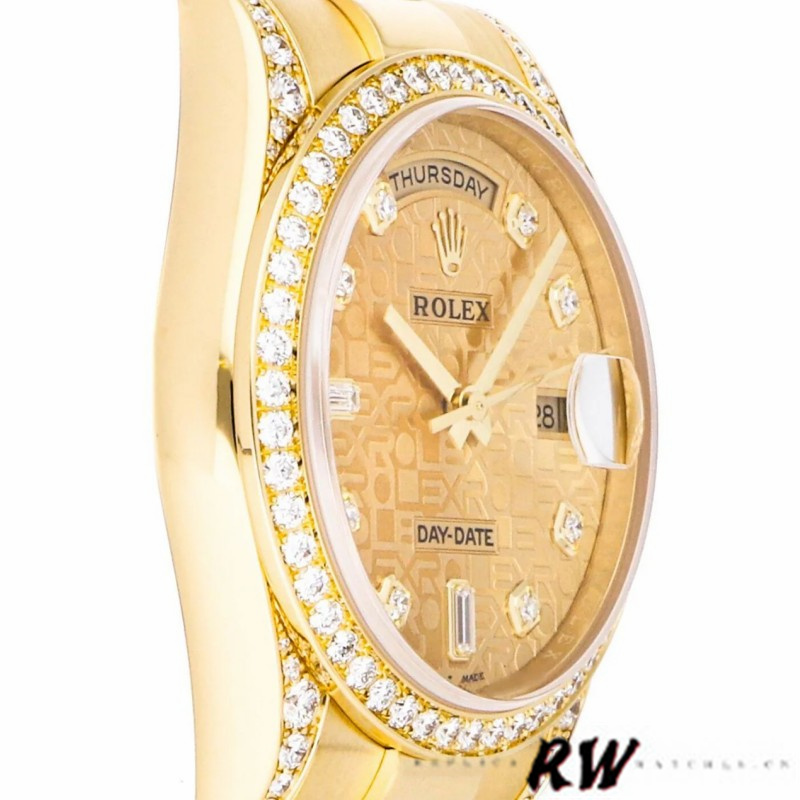 Rolex Day-Date 118388 Champagne Jubilee Diamond Dial Yellow Gold 36MM Unisex Replica Watch