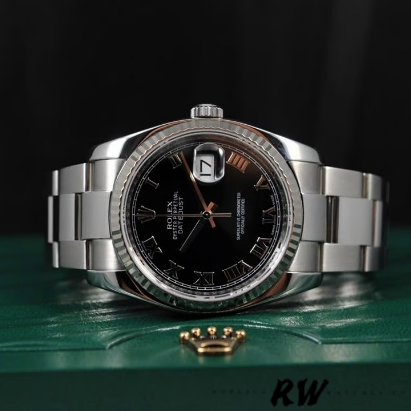 Rolex Datejust 116234 Roman Numeral Black Dial 36mm Unisex Replica Watch