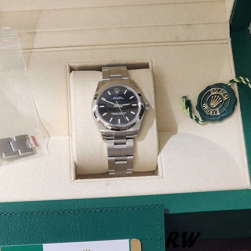 Rolex Oyster Perpetual 177200 Black Index Dial Domed Bezel 31mm Lady Replica Watch