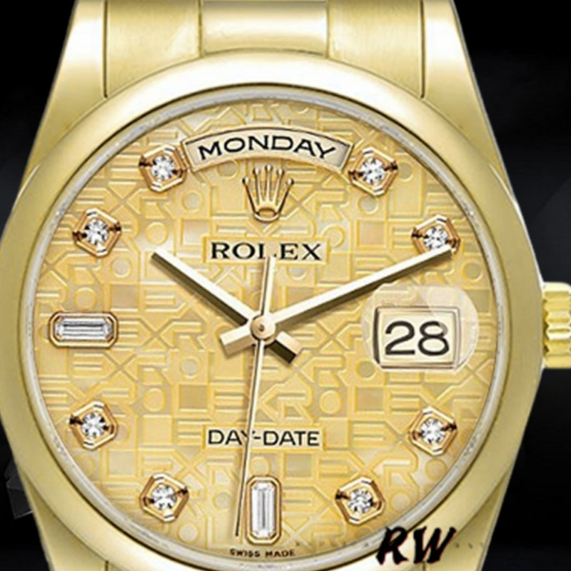 Rolex Day-Date 118208 Yellow Gold Champagne Jubilee Dial 36mm Unisex Replica Watch