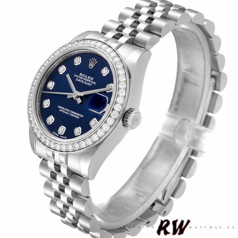 Rolex Datejust 178384 Blue Dial Diamond Bezel 31MM Lady Replica Watch