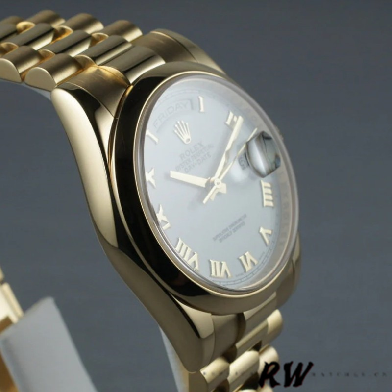 Rolex Day-Date 118208 White Roman Dial Roman Numerals 36mm Unisex Replica Watch