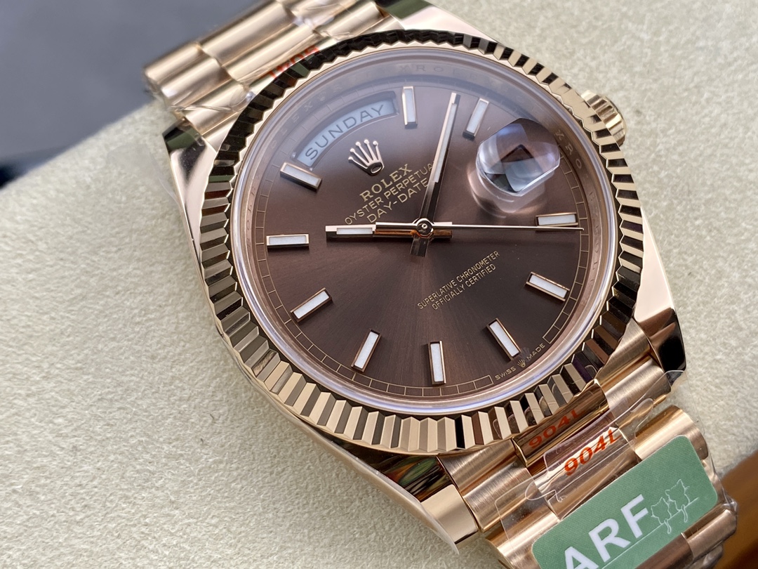 Rolex Day-Date 228235 Chocolate Brown Dial Fluted Bezel 40mm Mens Replica Watch