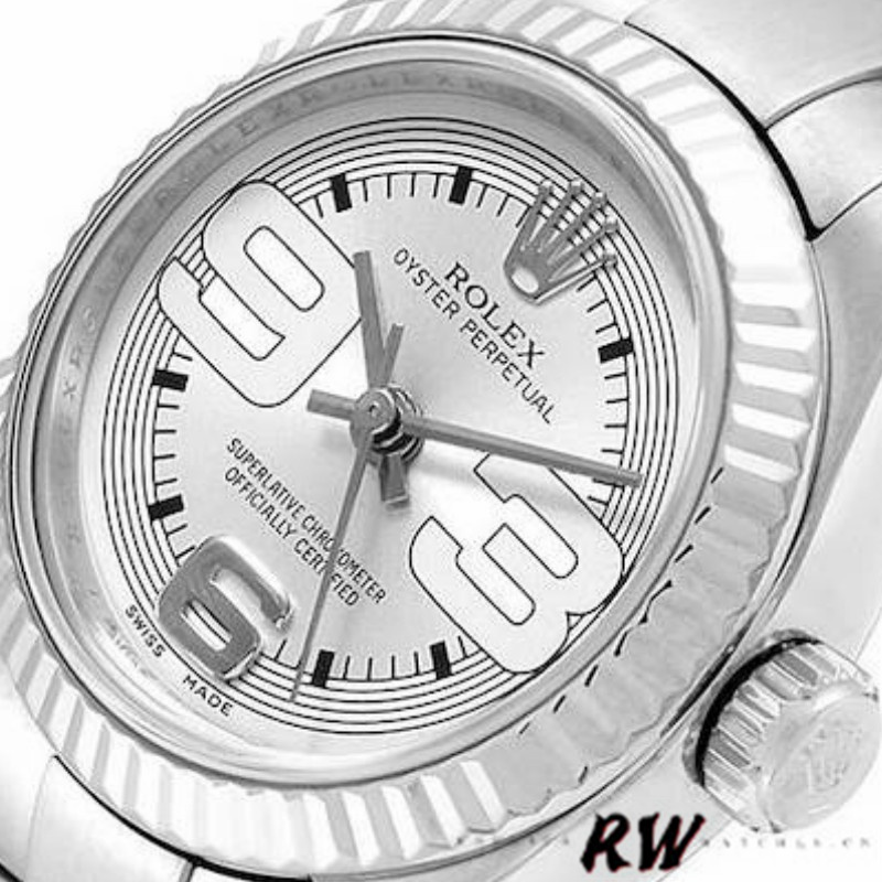Rolex Oyster Perpetual 176234 Silver Maxi Arabic Dial 26mm Lady Replica Watch