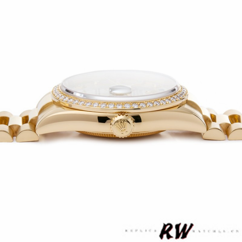 Rolex Day-Date 118348 Silver Diamond Dial 36mm Unisex Replica Watch