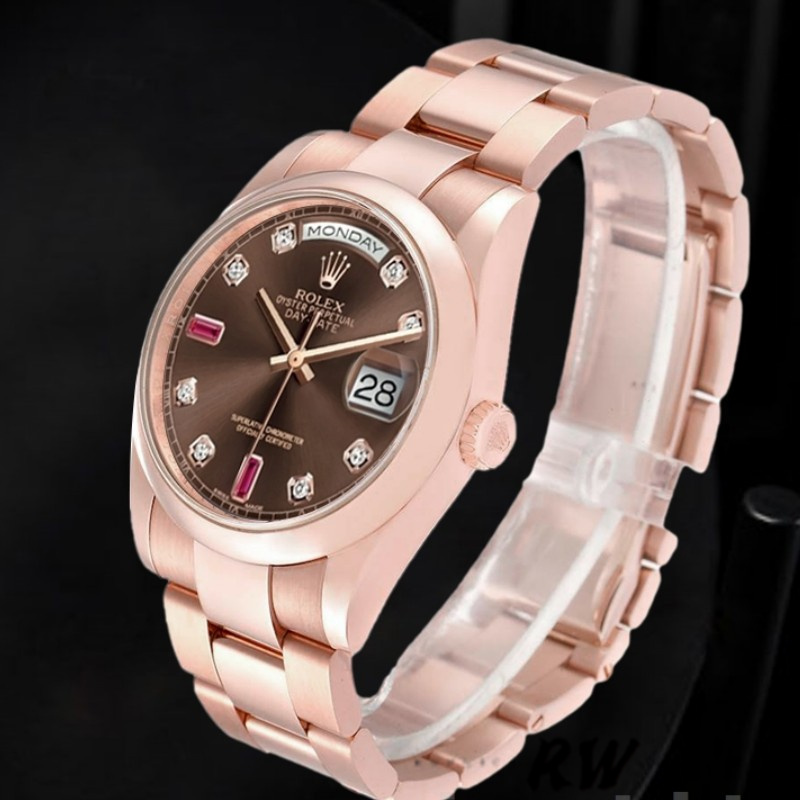 Rolex Day-Date 118205 Chocolate Brown Dial 36mm Unisex Replica Watch