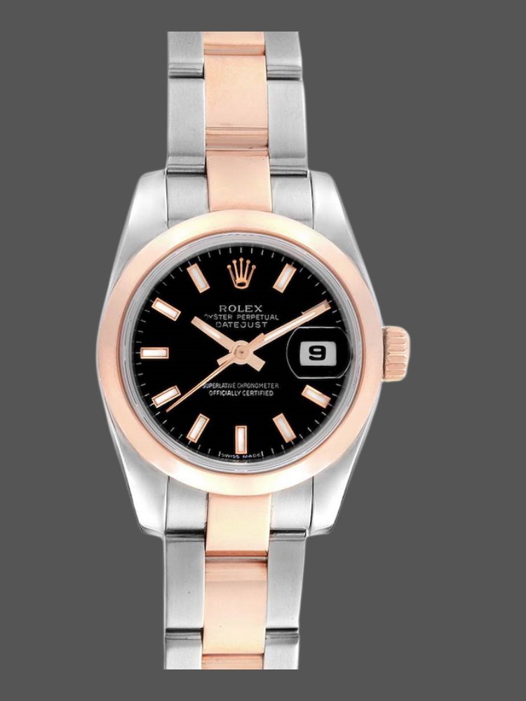 Rolex Datejust 179161 Stainless Steel and Everose Gold Black Index Dial 26MM Lady Replica Watch