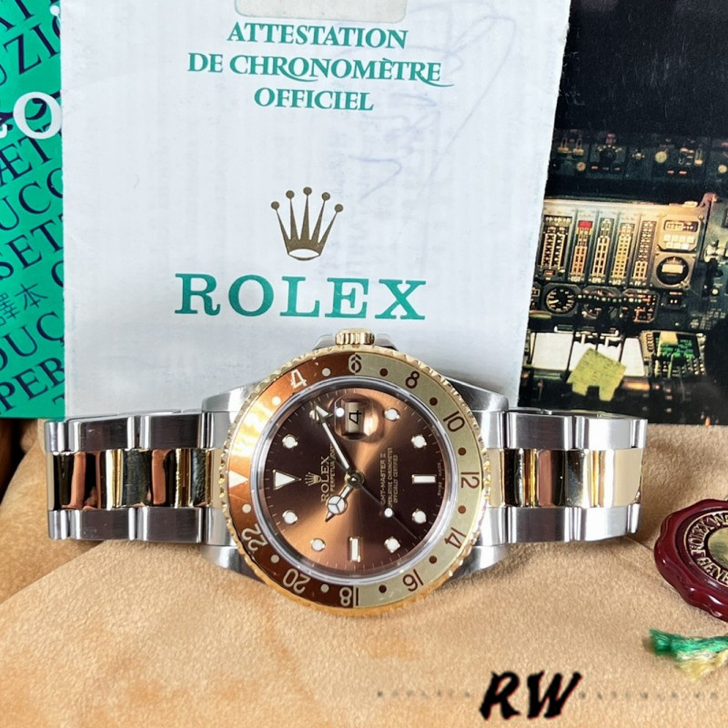 Rolex GMT-Master II 16713 White Gold Chocolate Dial 40mm Mens Replica Watch