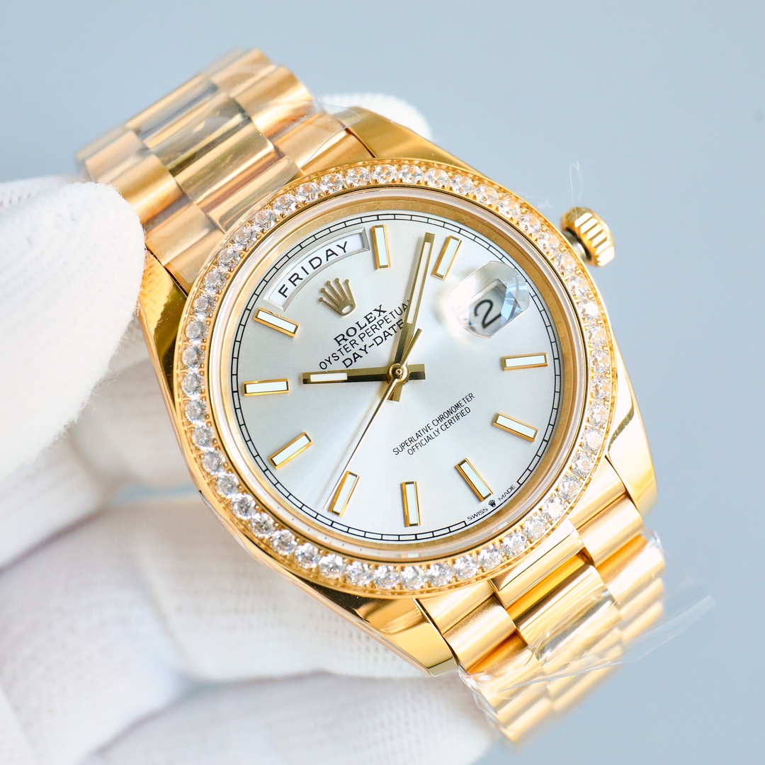 Rolex Day-Date 118348 Yellow Gold White Dial 36mm Unisex Replica Watch