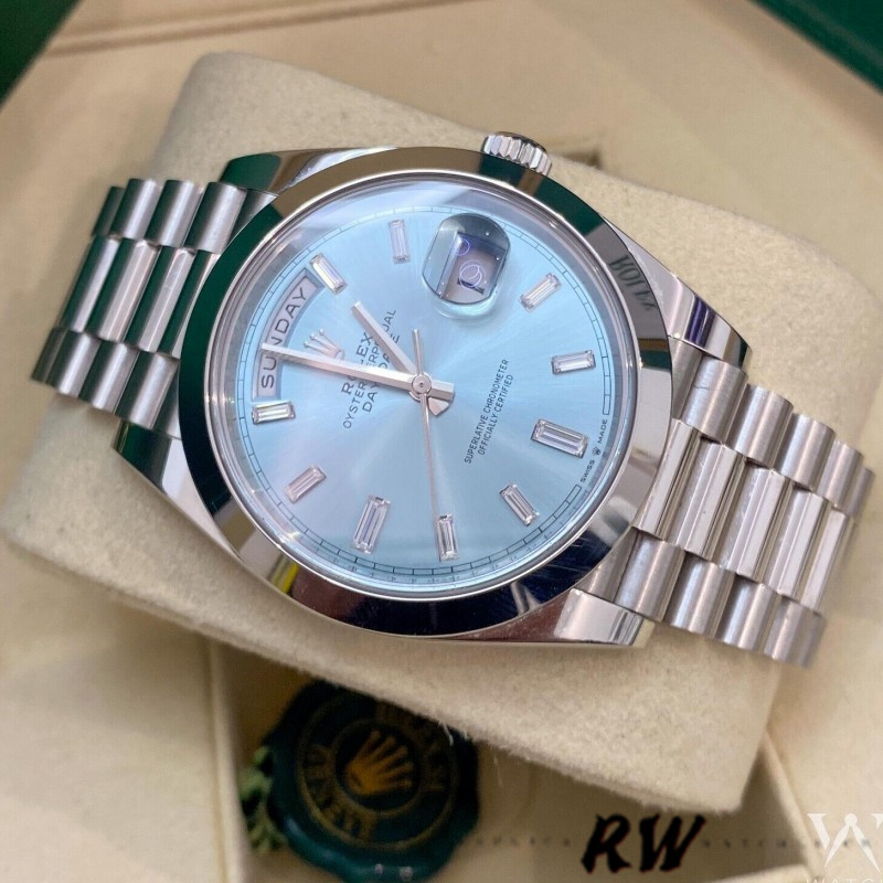 Rolex Day-Date 228206 Ice Blue Dial Platinum 40MM Mens Replica Watch