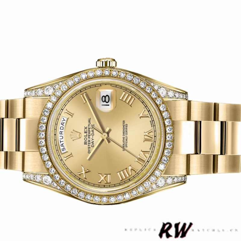 Rolex Day-Date 118388 Champagne Roman Numeral Dial 36MM Unisex Replica Watch