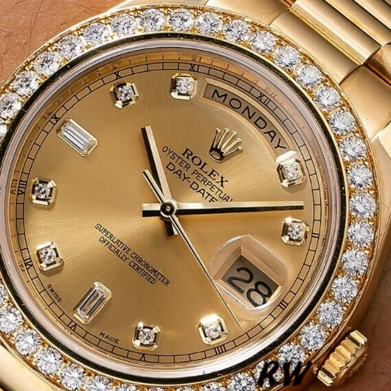 Rolex Day-Date 218348 Champagne Diamonds Dial 41MM Mens Replica Watch
