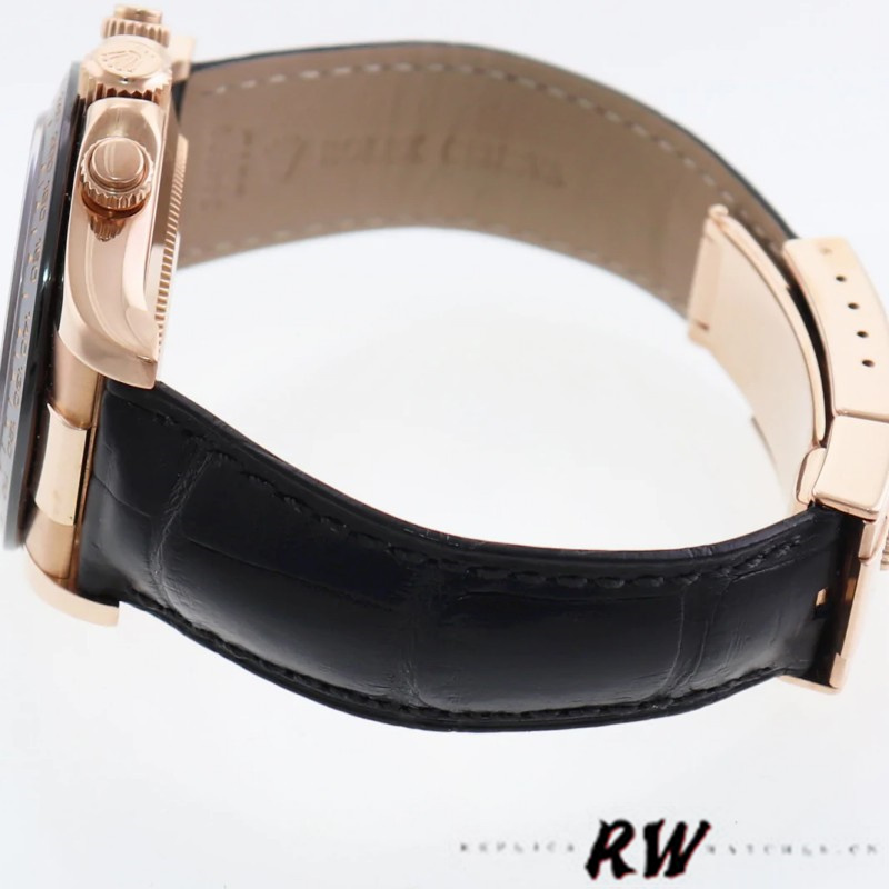 Rolex Cosmograph Daytona 116515 Leather strap Black Dial 40mm Mens Replica Watch