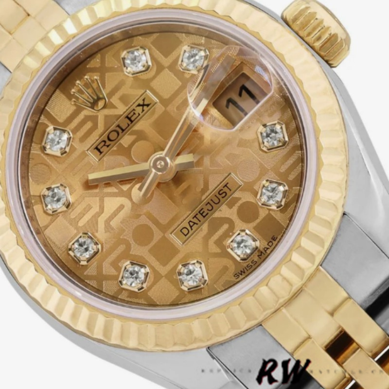 Rolex Datejust 179173 Jubilee Champagne Diamond Dial Fluted Bezel 26MM Lady Replica Watch