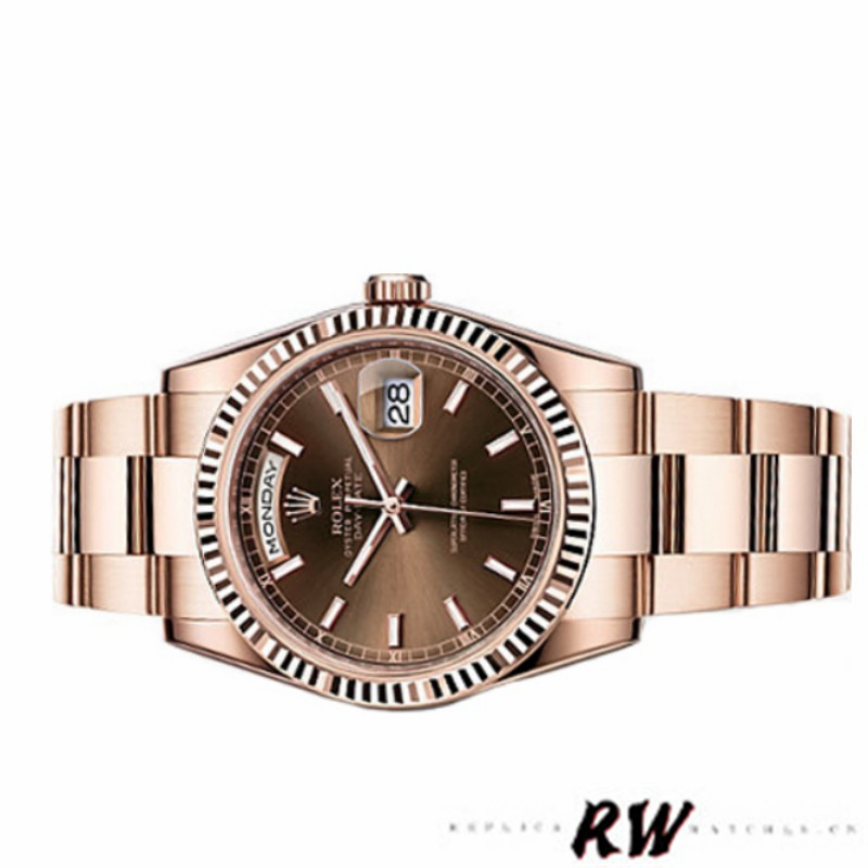 Rolex Day-Date 118235 Fluted Bezel Chocolate Dial 36mm Unisex Replica Watch