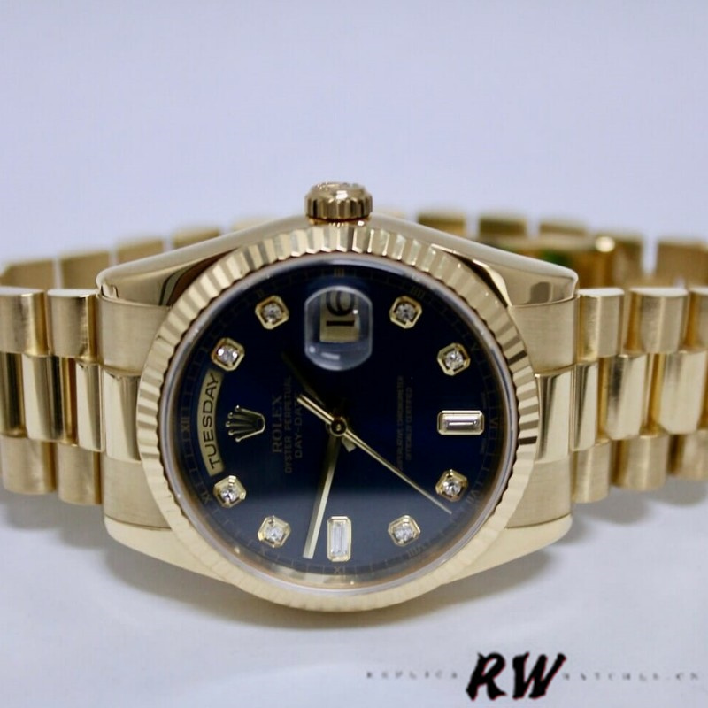 Rolex Day-Date 118238 Blue Diamond Dial Unisex Replica Watch