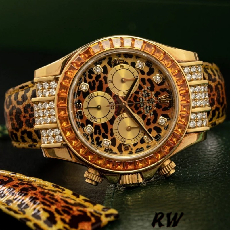 Rolex Daytona 116598 Leopard Orange Diamond Dial 40MM Mens Replica Watch