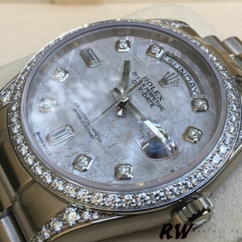 Rolex Day-Date 118389 White Gold Meteorite Grey Dial 36MM Unisex Replica Watch