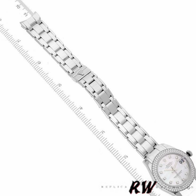 Rolex Pearlmaster 81339 White MOP Diamond Dial 34mm Lady Replica Watch