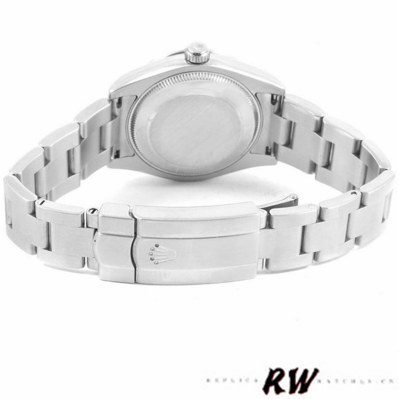 Rolex Oyster Perpetual 177210 Silver Dial Blue Hour Markers 31mm Lady Replica Watch