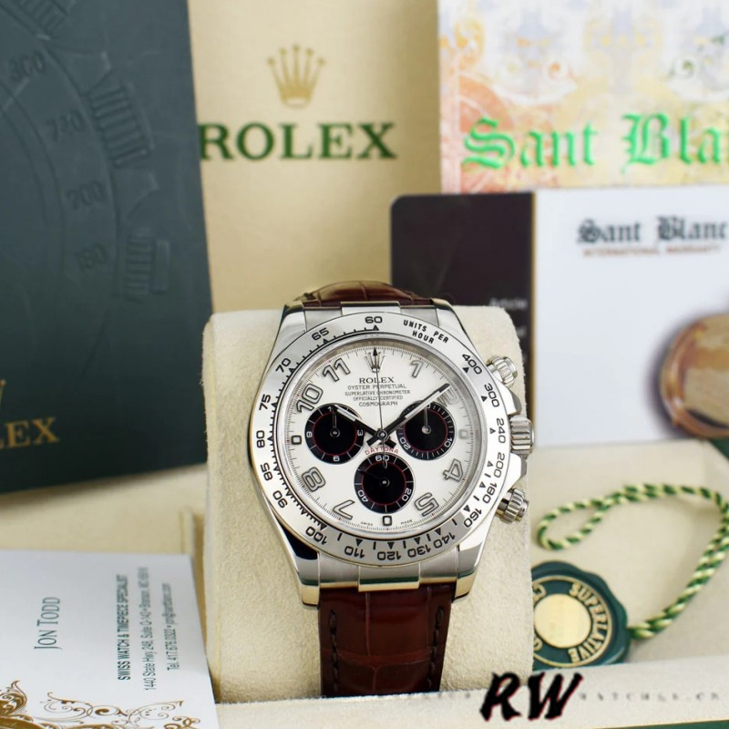 Rolex Daytona 116519 Panda Dial Chocolate Leather Strap 40mm Mens Replica Watch