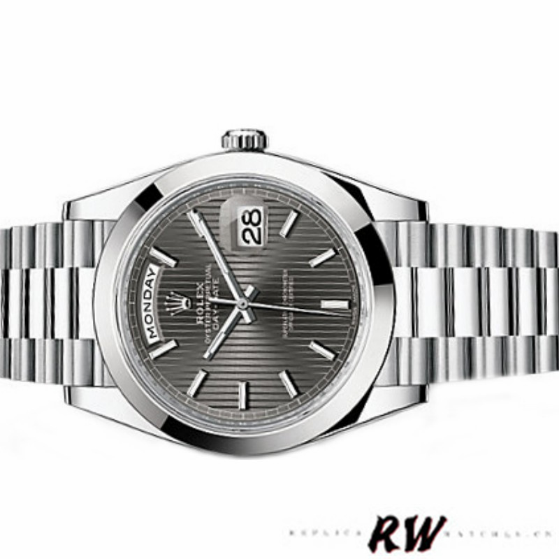 Rolex Day-Date 228206 Dark Rhodium Grey Dial Platinum 40MM Mens Replica Watch