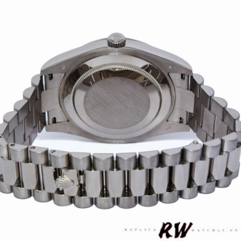 Rolex Day-Date 218239 Diamond Silver Dial White Gold 41MM Mens Replica Watch