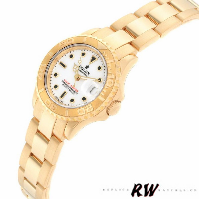 Rolex Yacht-Master 169628 Yellow Gold White Dial 29MM Lady Replica Watch