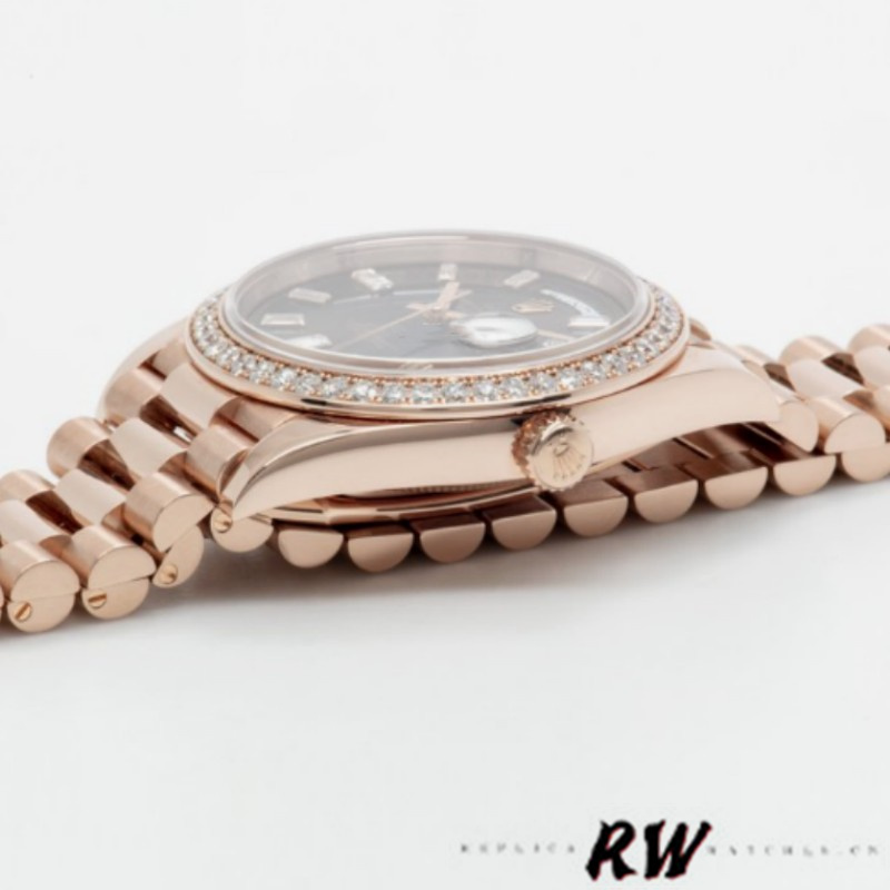 Rolex Day-Date 228345RBR Chocolate Brown Diamond Dial Diamond Bezel 40mm Mens Replica Watch