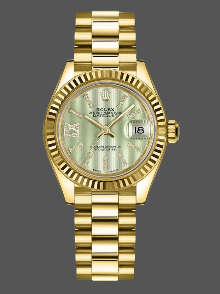 Rolex Datejust 279178 Linden Green Dial Fluted Bezel 28mm Lady Replica Watch