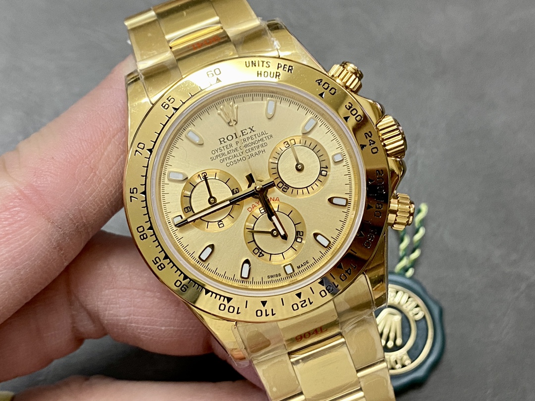 Rolex Daytona 116508 Yellow Gold Champagne Index Dial 40MM Mens Replica Watch