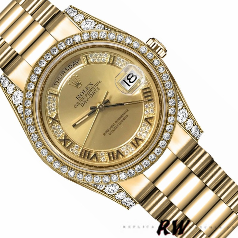 Rolex Day-Date 118388 Champagne Diamond Dial Yellow Gold 36MM Unisex Replica Watch