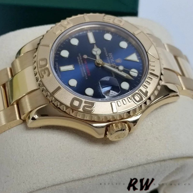 Rolex Yacht-Master 169628 Yellow Gold Blue Dial 29MM Lady Replica Watch