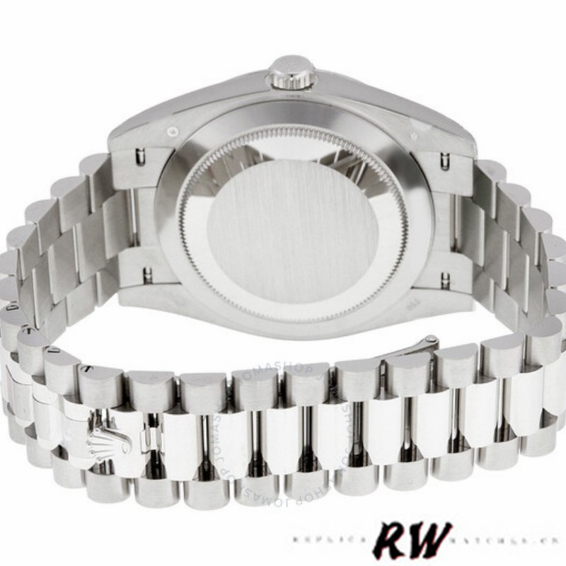 Rolex Day-Date 228239 Silver Quadrant Motif Roman Dial Fluted Bezel 40mm Mens Replica Watch