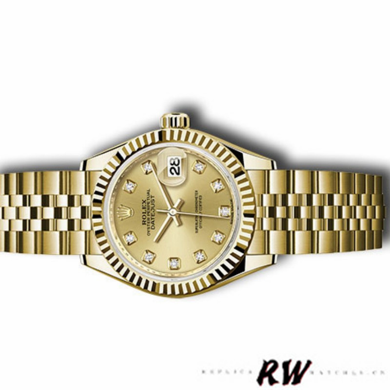 Rolex Datejust 279178 Champagne Diamond Dial Yellow Gold 28mm Lady Replica Watch