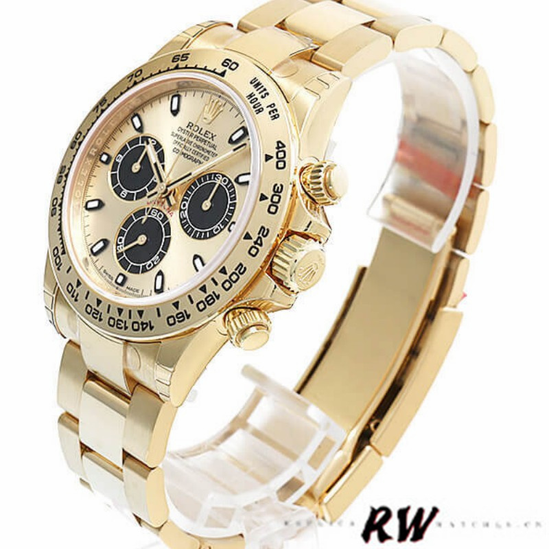 Rolex Daytona 116508 Yellow Gold Champagne Index Dial 40MM Mens Replica Watch