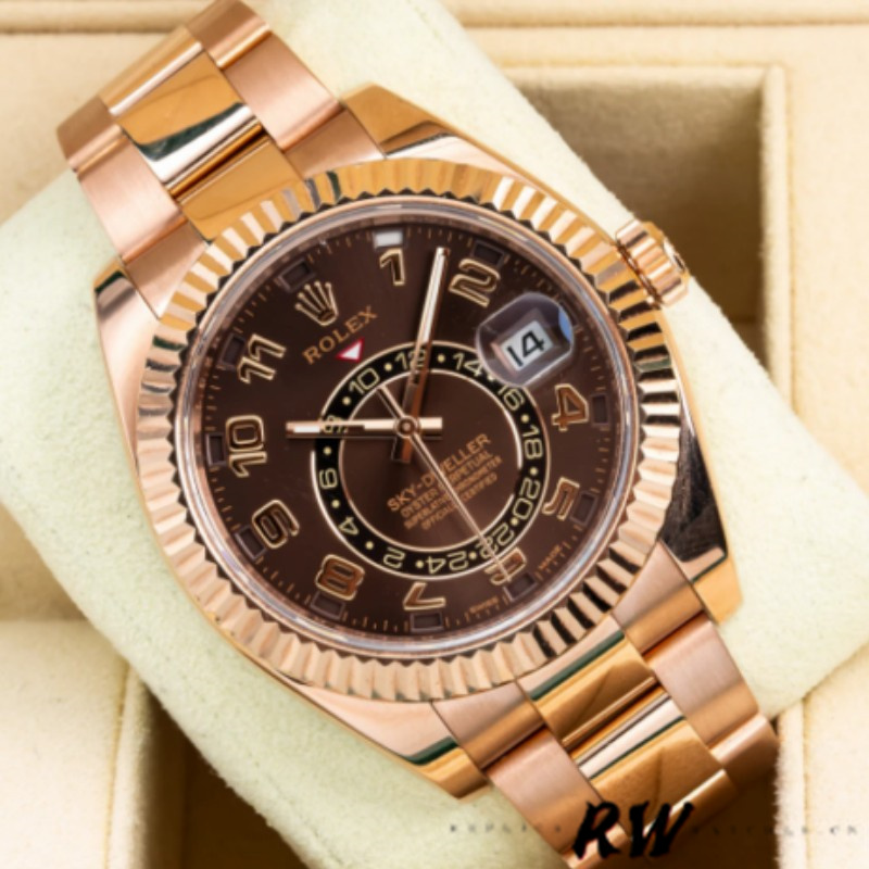 Rolex Sky-Dweller 326935 Everose Gold Chocolate Arabic Dial 42mm Mens Replica Watch