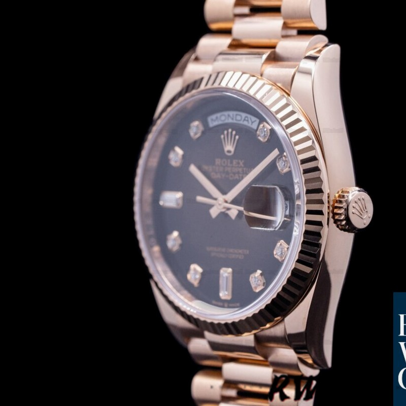 Rolex Day-Date 128235 Everose Gold Brown Ombre Diamond Dial 36MM Unisex Replica Watch