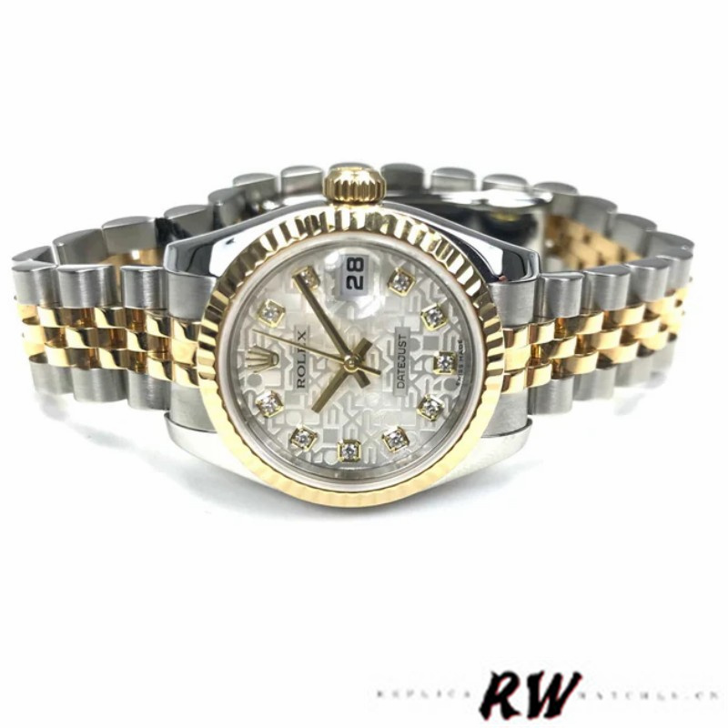 Rolex Datejust 179173 Silver Jubilee Diamond Dial Fluted Bezel 26MM Lady Replica Watch