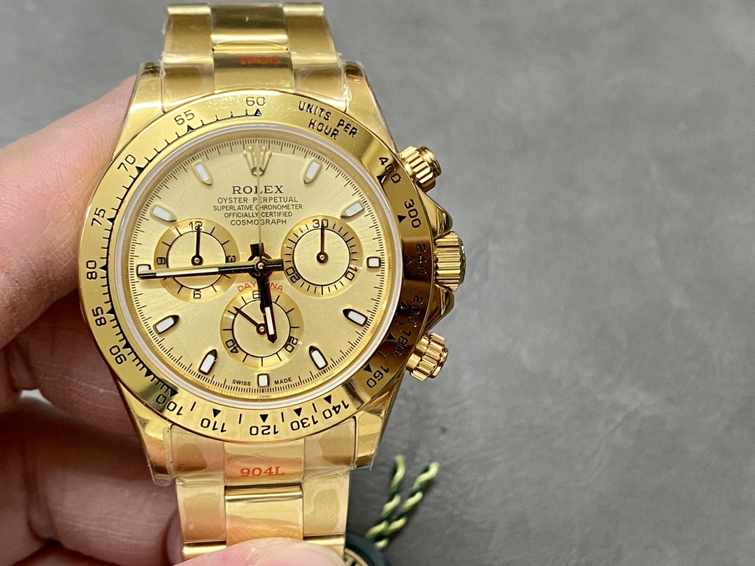 Rolex Daytona 116508 Yellow Gold Champagne Index Dial 40MM Mens Replica Watch
