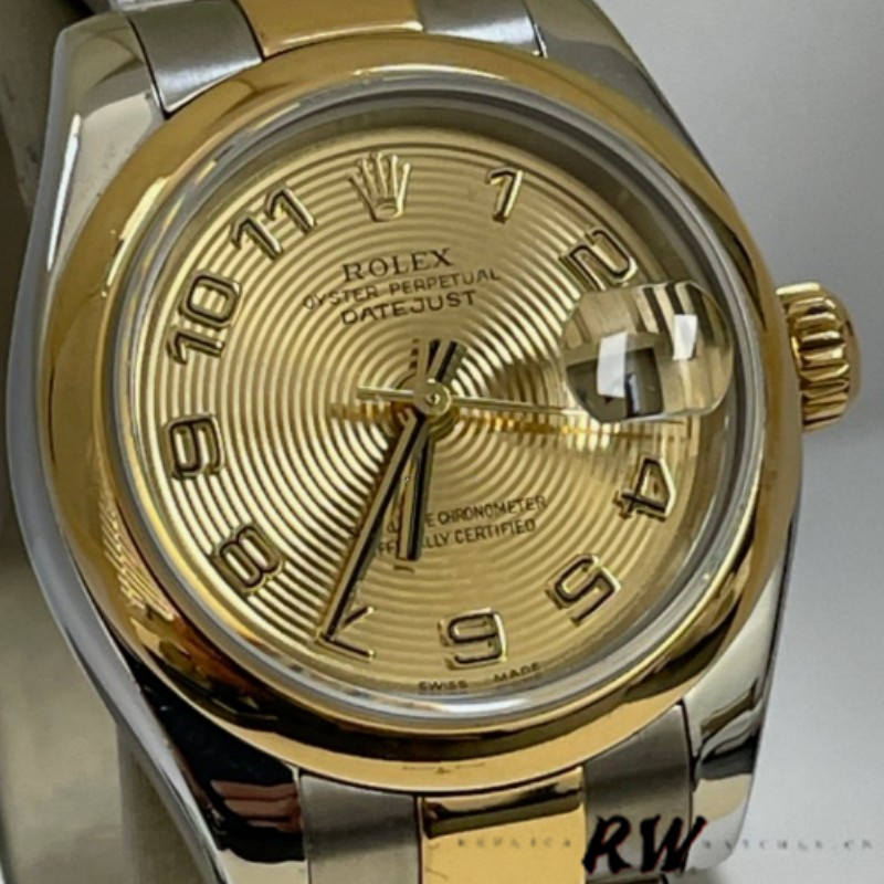Rolex Datejust 179163 Concentric Circle Champagne Dial Domed Dezel 26MM Lady Replica Watch