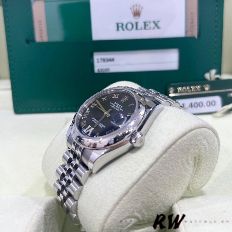 Rolex Datejust 178344 Stainless Steel Blue Dial Diamonds 31MM Lady Replica Watch
