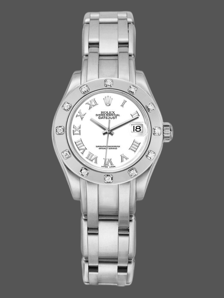 Rolex Masterpiece Pearlmaster 80319 White Roman Dial 29MM Lady Replica Watch